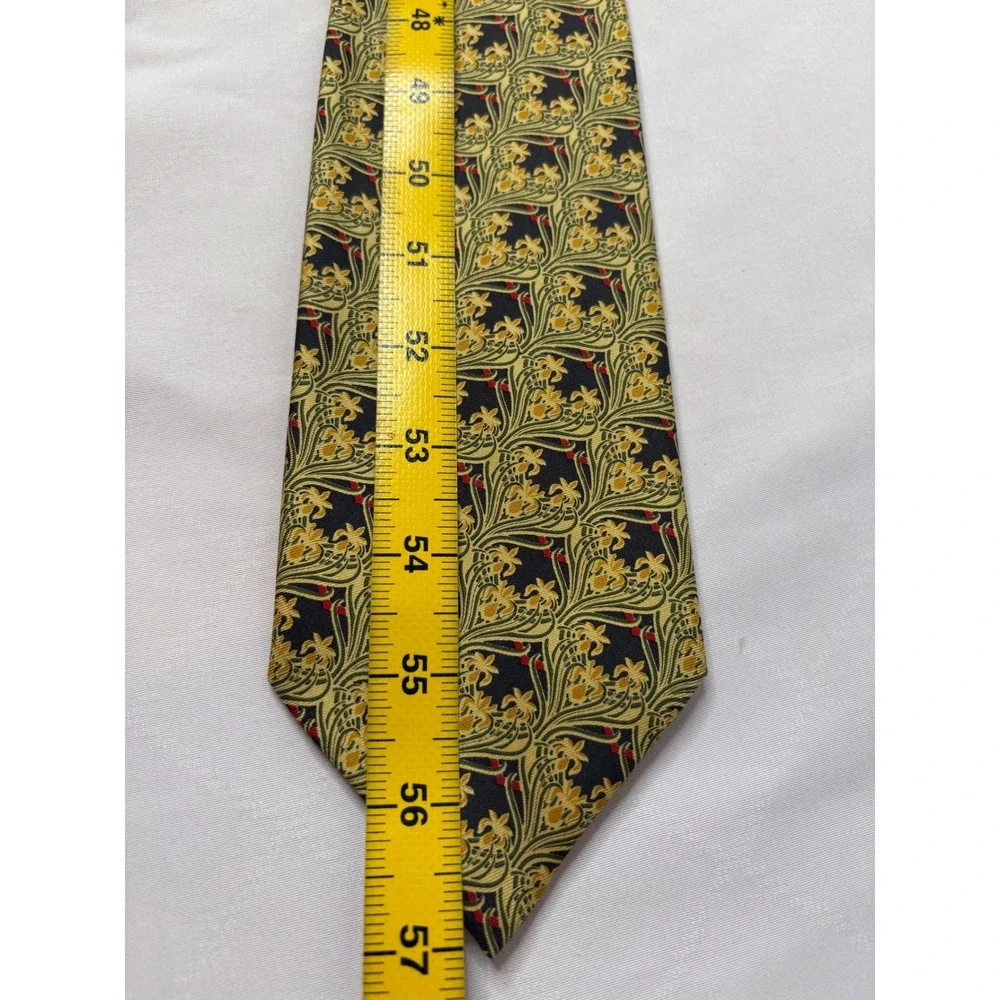 LIBERTY OF LONDON Mens Navy Gold 100% Silk Floral Tie Art Nouveau Preppy British